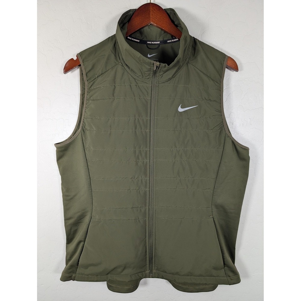 Nike Jacket Womens XL Green Running Vest Full Zip Padded Insulated Sleeveless